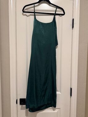 NWT J.O.A. Women's Satin Dark Green Midi Cocktail Dress- XS